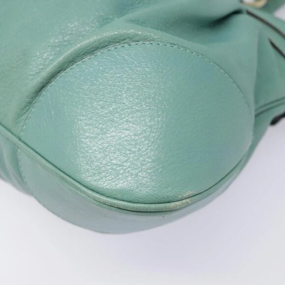 Salvatore Ferragamo Gancini Shoulder Bag Leather Gold Light green Auth 91277 - Picture 10 of 15